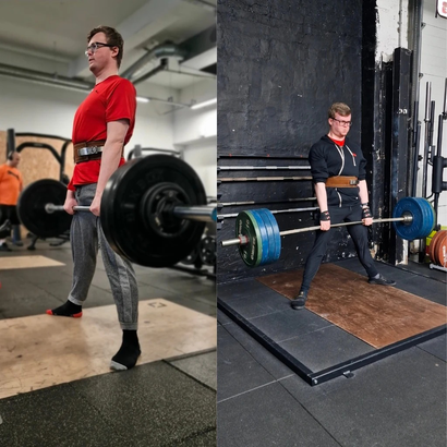 Client deadlift progress side by side